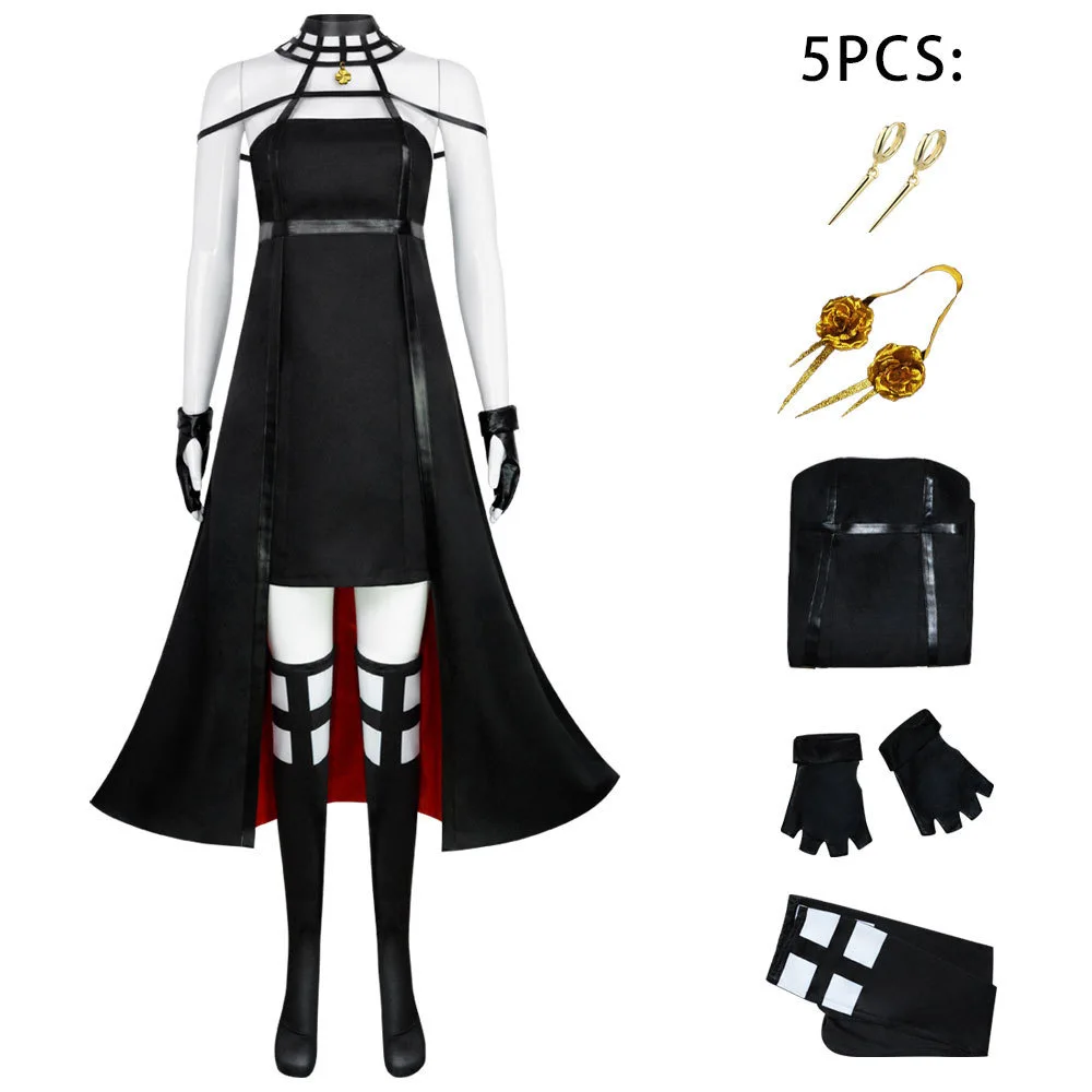 

Anime Spy X Family Yor Forger Cosplay Costume Dress Wig Suit Black Red Suit Set Yor Briar Earring Hairband Women Clothes Party