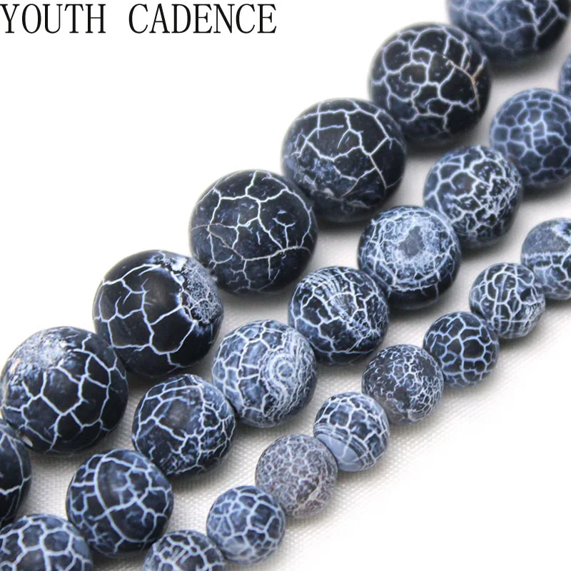 

Natural Stone Black Weathered Agates Beads Round Loose Ball 4/6/8/10/12MM Handicraft Jewelry Making DIY Bracelet Necklace 15inch