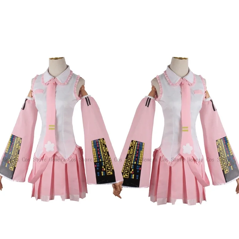 Женский костюм для косплея Сакура Мику секай микуо из парика розового цвета