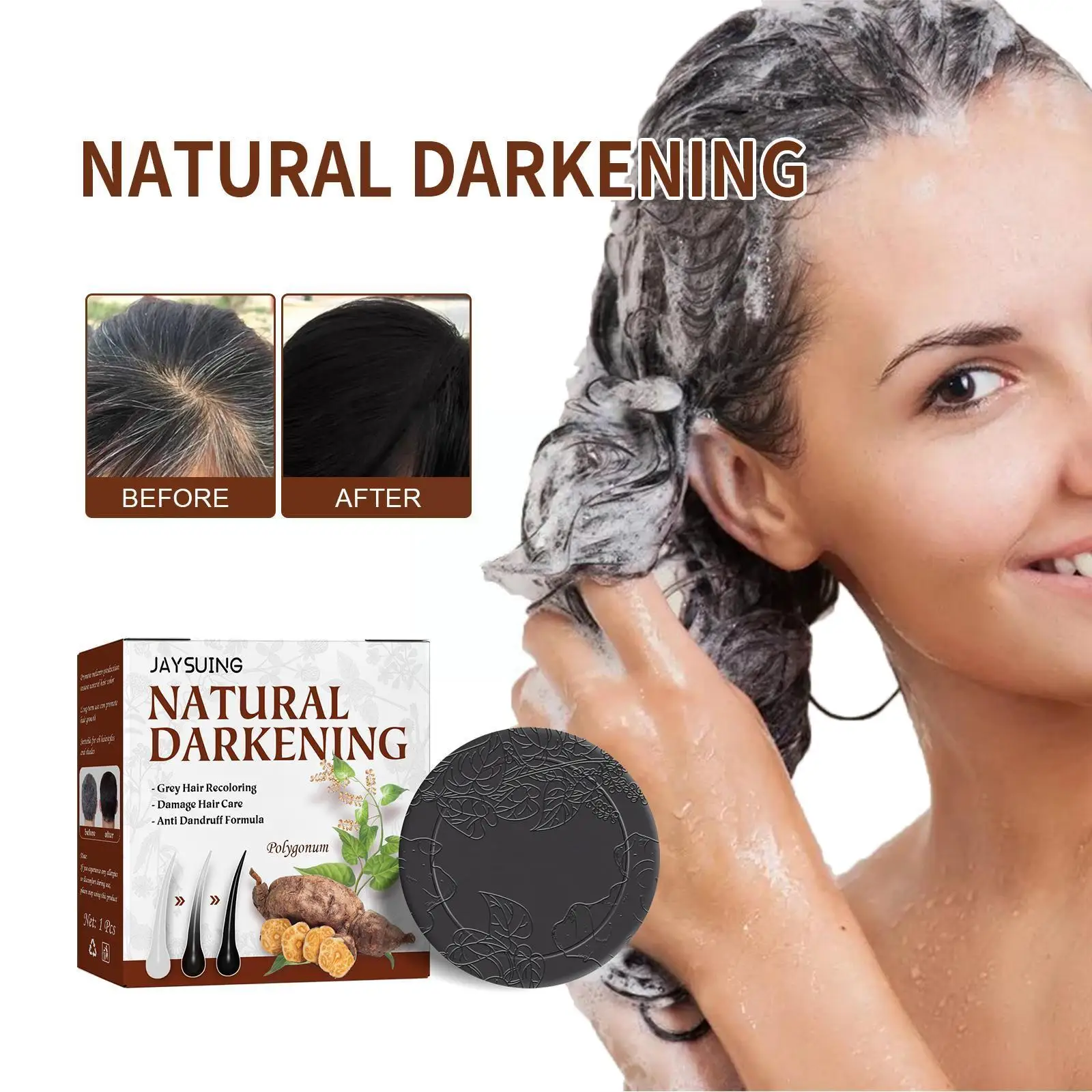 

Hair Darkening Soap Shampoo Bar Fast Effective Repair White Natural Gray Color Conditioner Body Organic Hair Dye P9H0