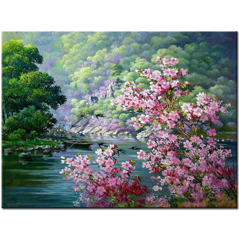 

oil painting ‘’cherry blossom” flower scenery 5D DIY Full diamond painting quality cross stitch art kits home decor gift