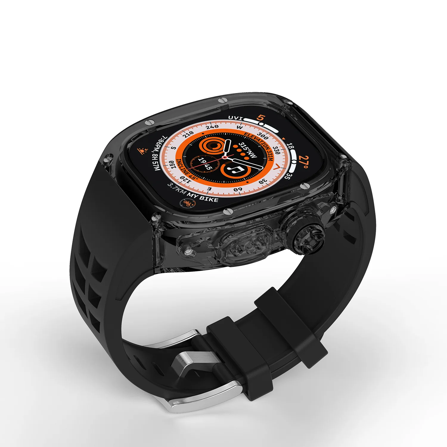 Luxury Modification Kit For Apple Watch Ultra 49MM Transparent Case For iWatch Series 49mm Sport Rubber Band Mod Kit Accessaries