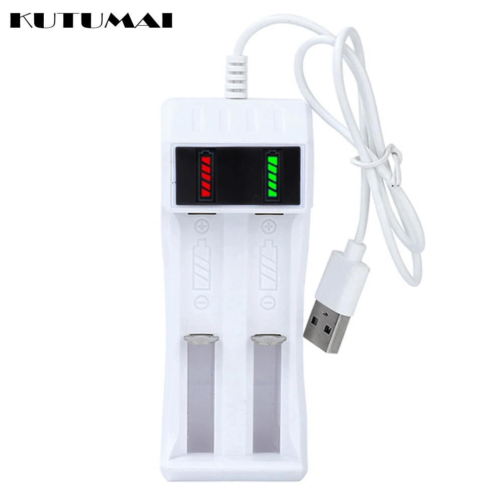 18650 Battery Charger LED Universal 2 Slots Battery Charger Smart Chargering for 3.7V/3.6V Lithium NiMH Rechargeable Batteries