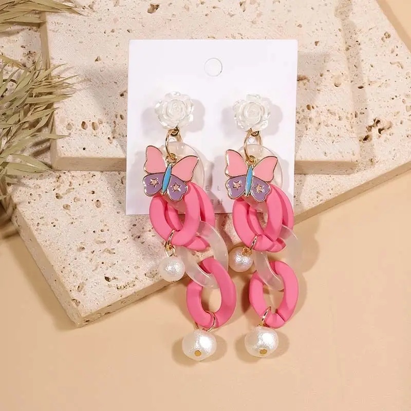 Уникальные ассиметричные серьги для женщин милые серьги-цепочки карамельных