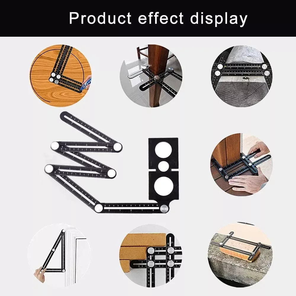 

6 Fold Angle Ruler Set Finder Measuring Ruler Aluminium Alloy Locator Drill Guide Tile Hole Perforated Mold Template Tools