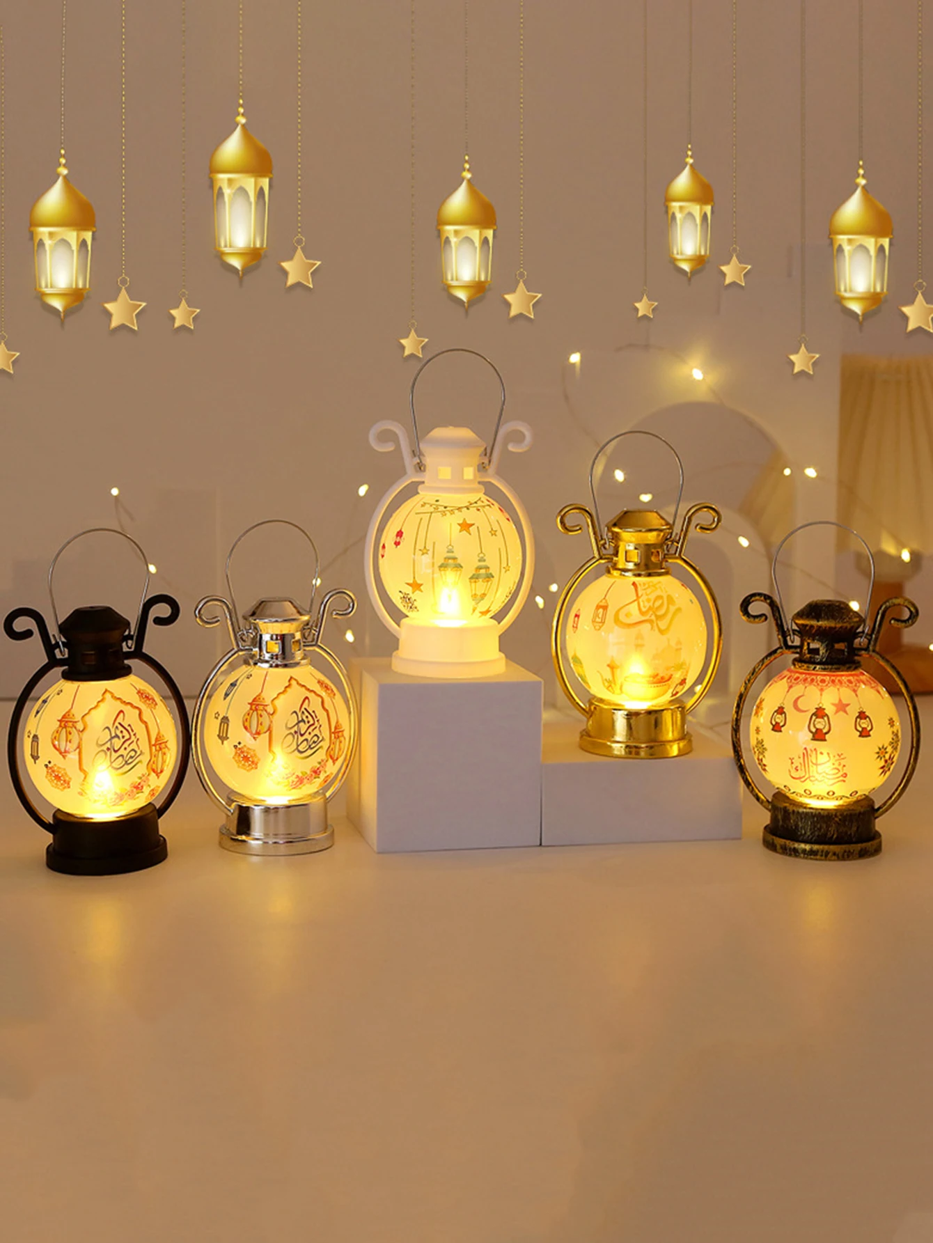 Ramadan Festival Lantern Candle Holder Eid Al-fitr Decoration Ramadhan Lights Gift (Note: Batteries Not included)