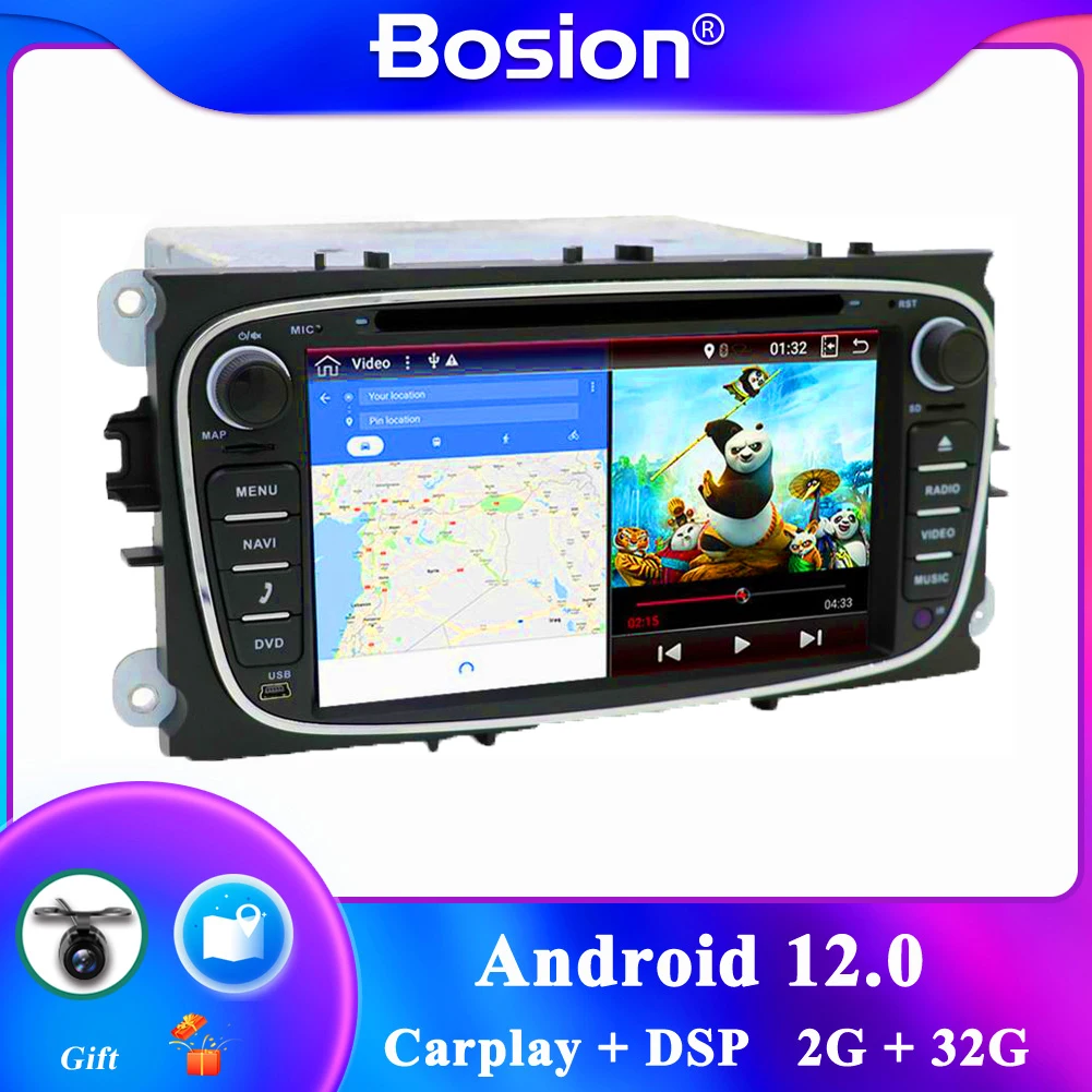 

2 Din Capacitive Screen Android 12.0 Car DVD Navigation For Ford Mondeo S-Max Focus II GPS Radio Wifi 4G Bluetooth Mirror Link