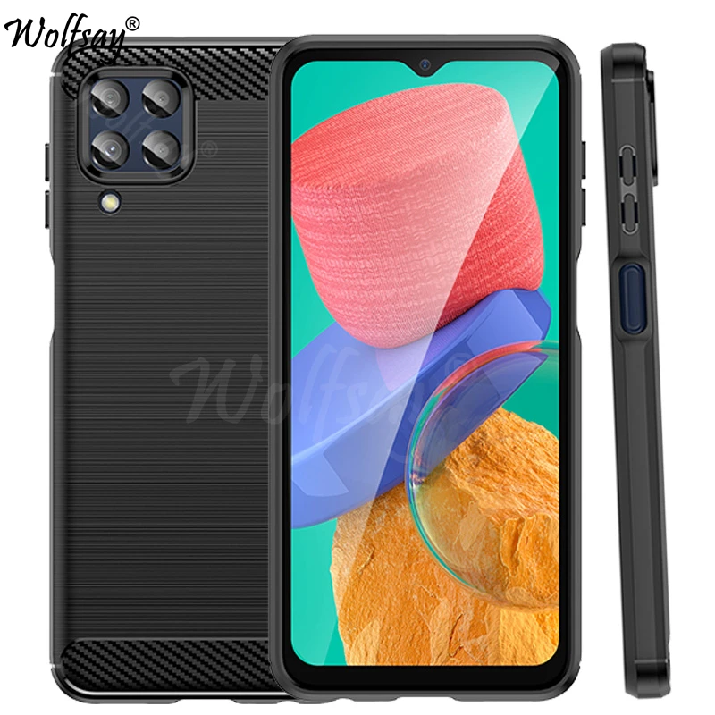 

For Samsung Galaxy M33 Case Bumper Silicon Carbon Fiber Back Cover For Samsung M33 M23 M52 M32 M22 M12 Case For Samsung M33 Case