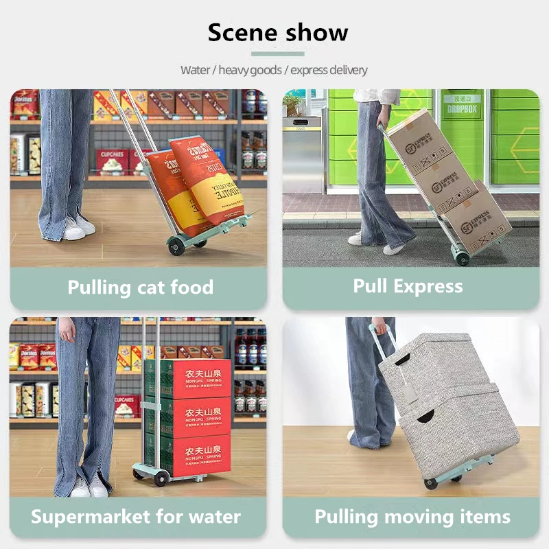 Портативная тележка для ручной клади складная с колесами транспортировки