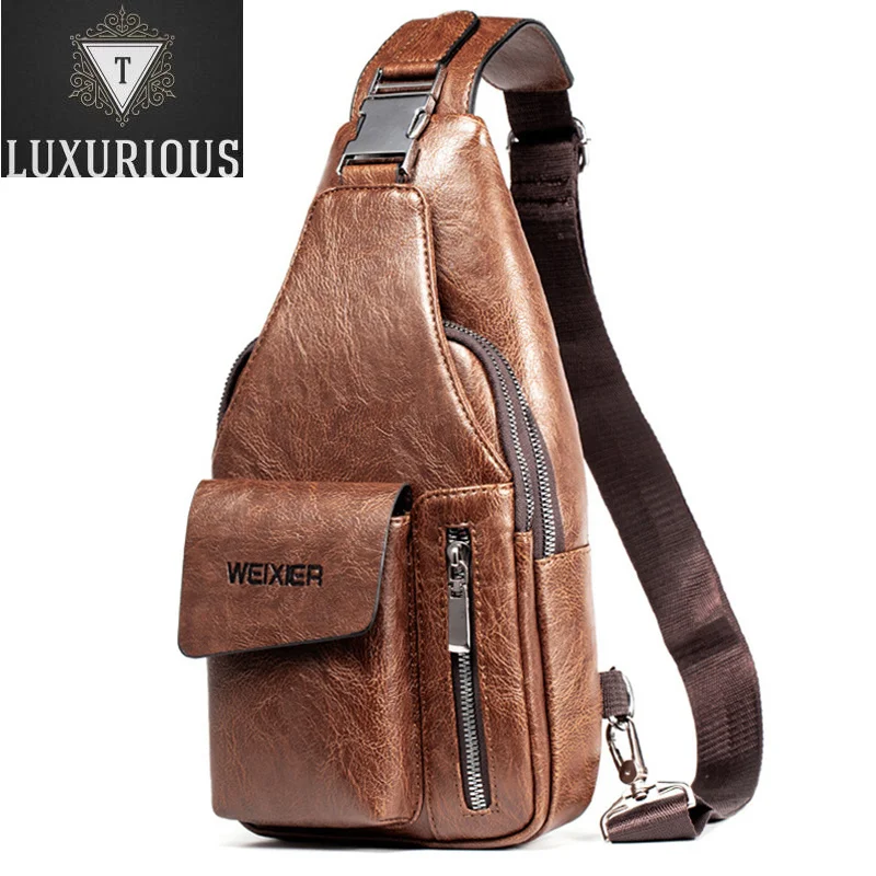 

Мужской рюкзак-слинг через плечо, дорожная сумка-мессенджер, модный трендовый повседневный мужской нагрудный портфель через плечо из искусственной кожи в стиле ретро