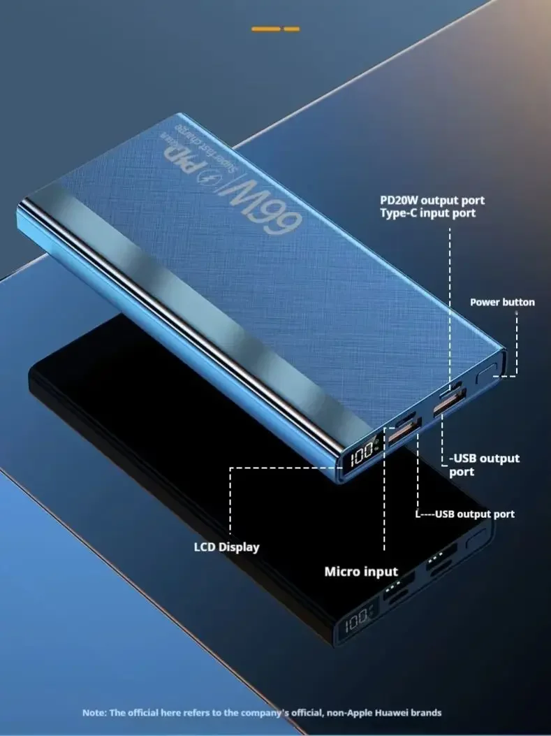 Портативный внешний аккумулятор VIVO 500000 мАч с большой емкостью, сверхбыстрой зарядкой и LED-дисплеем для iPhone и Samsung (art.: 3920d8ba67efc) - 3920d8ba67efc
