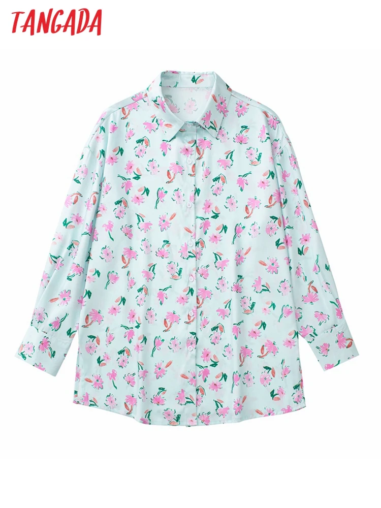 

Женская свободная рубашка Tangada, винтажная рубашка с длинным рукавом и цветочным принтом, модель JE302, 2022