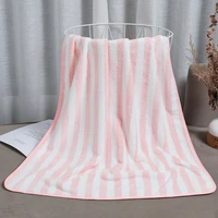 70x140cm bath towel coral microfiber fleece striped adult home textile bathroom soft woman sauna large spa absorbent towel