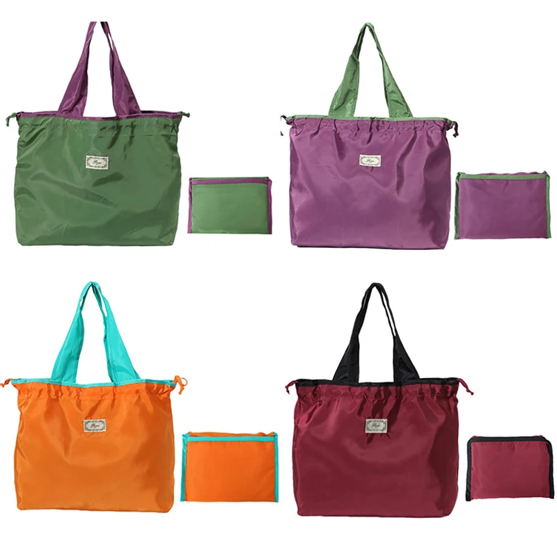 Портативная складная нейлоновая дорожная экологическая сумка с веревкой для