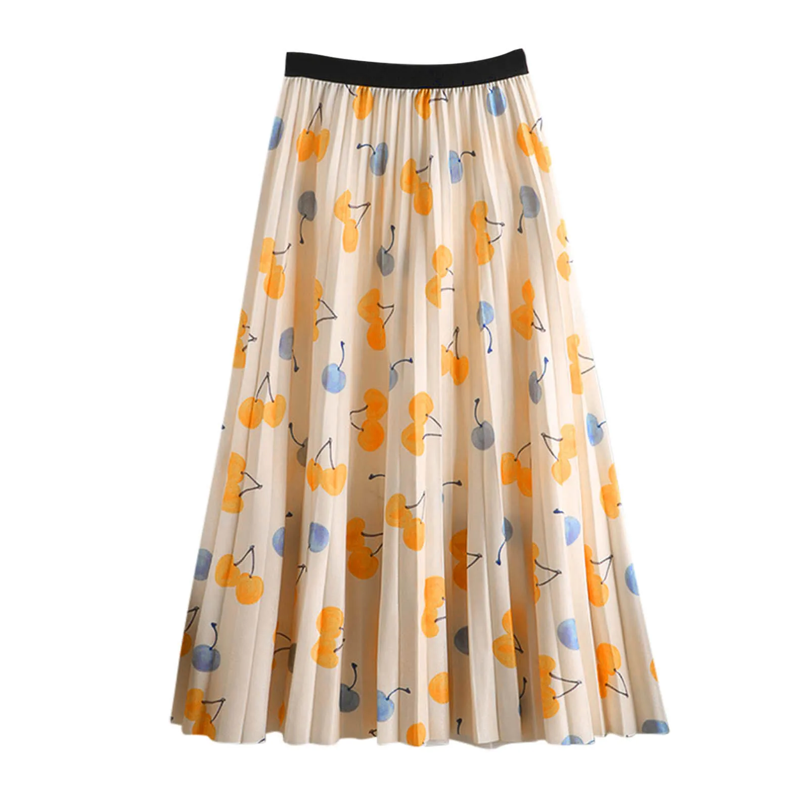 

Womens Long Skirts Swing Midi Pleated Print A Skirt Skirts Waist Line High Womens Floral Womens Long Skirts Women's Midi Skirt