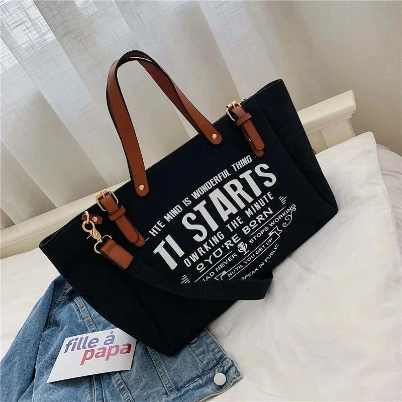 

Fashion Canvas Handbag Tote Female High Quality Shoulder Bag Letter Crossbody Bag Beach Bag Shopping Handle Bag bolsa feminina