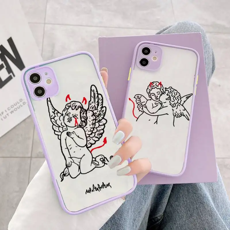 

Crying angel demon art line Phone Case matte transparent For iphone 14 11 12 13 plus mini x xs xr pro max cover
