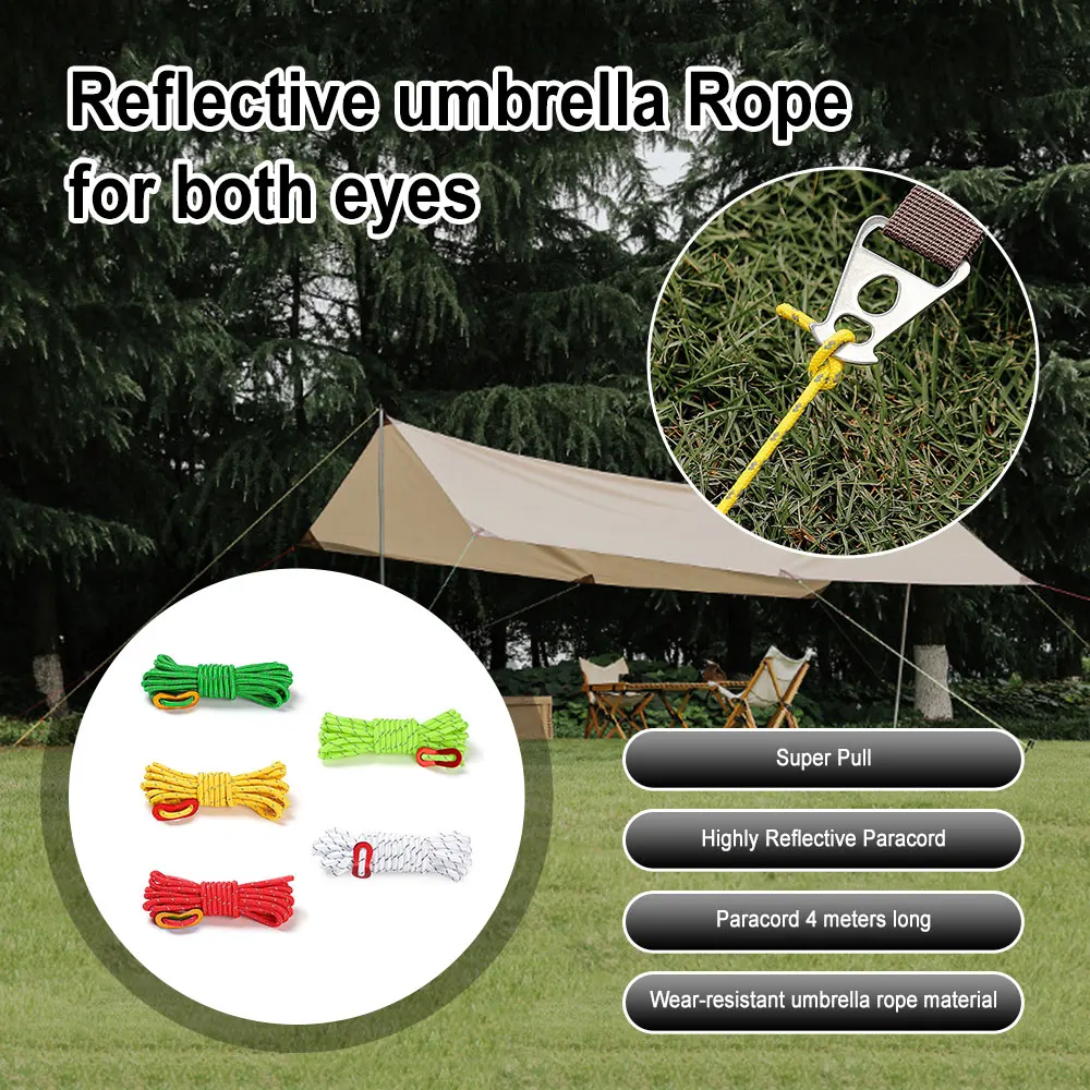 

Reflective Paracord Tent Rope Gift Adjusting Buckle Outdoor Rock Climbing Rope Survival Paracord Safety Rope Landyard Fixed Rope