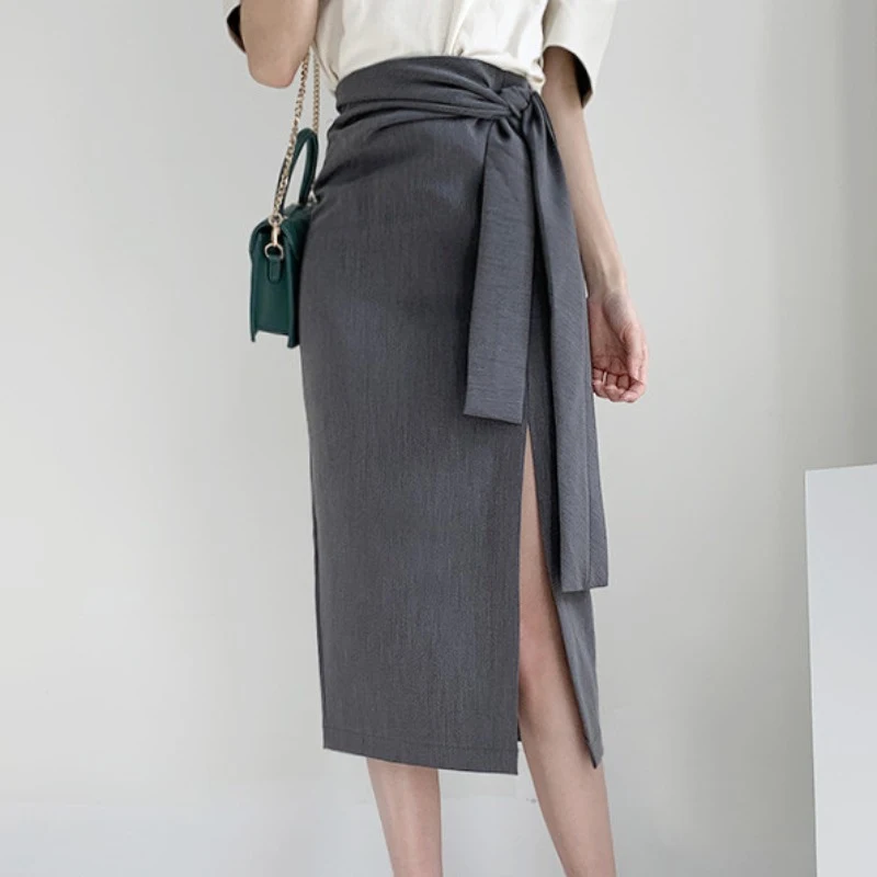

VONDA 2022 Fashion Casual High Waist Zipper Hip Street Faldas Larga Oversize Stylish Women Fashion Pleated Solid Skirt With Belt