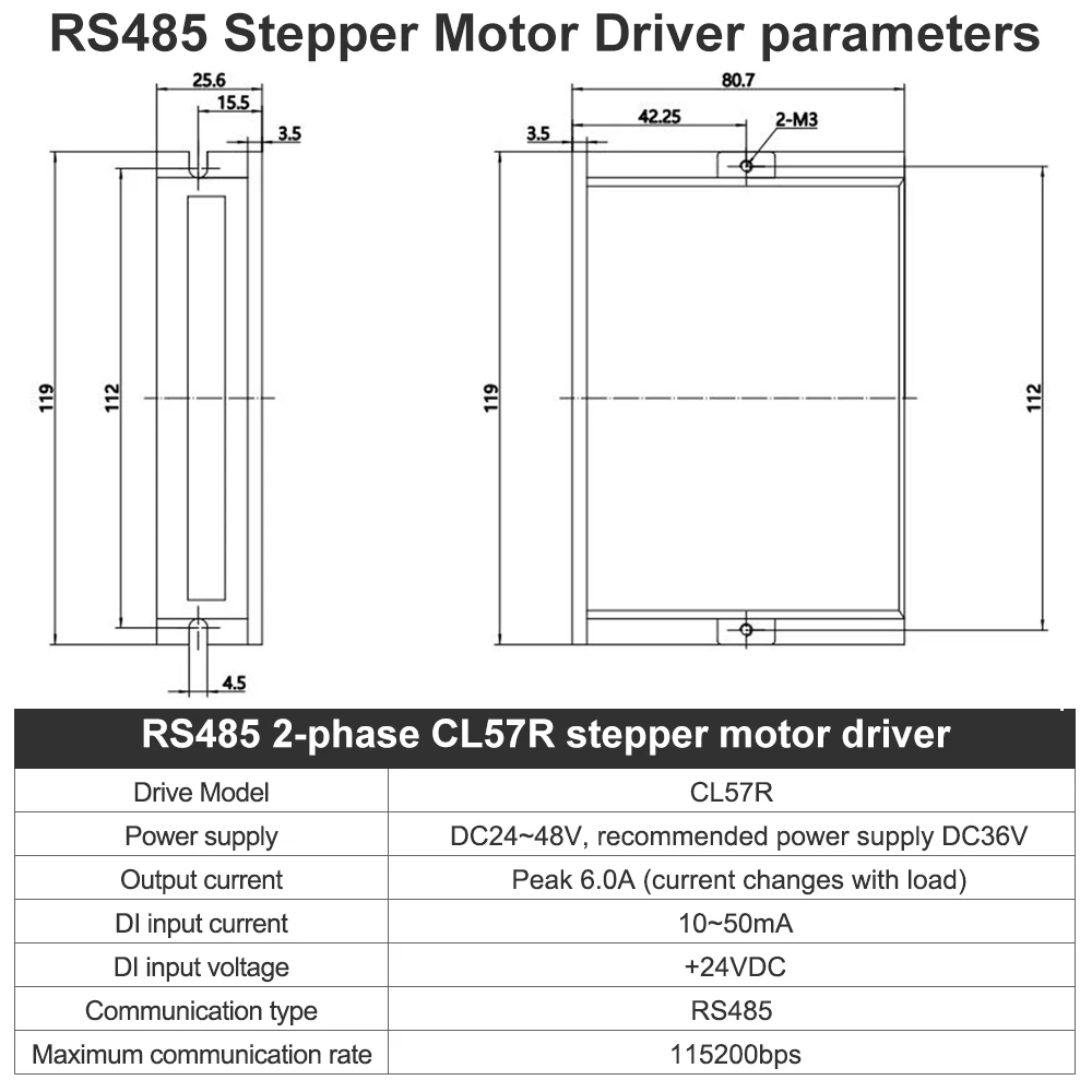 Гибридный комплект для связи RS485: шаговый двигатель Nema 23 с 2 фазами постоянного тока, 57 мм, с замкнутым контуром, и драйвер для шагового двигателя с поддержкой RS485 (art.: 3920db65445ef) - 3920db65445ef