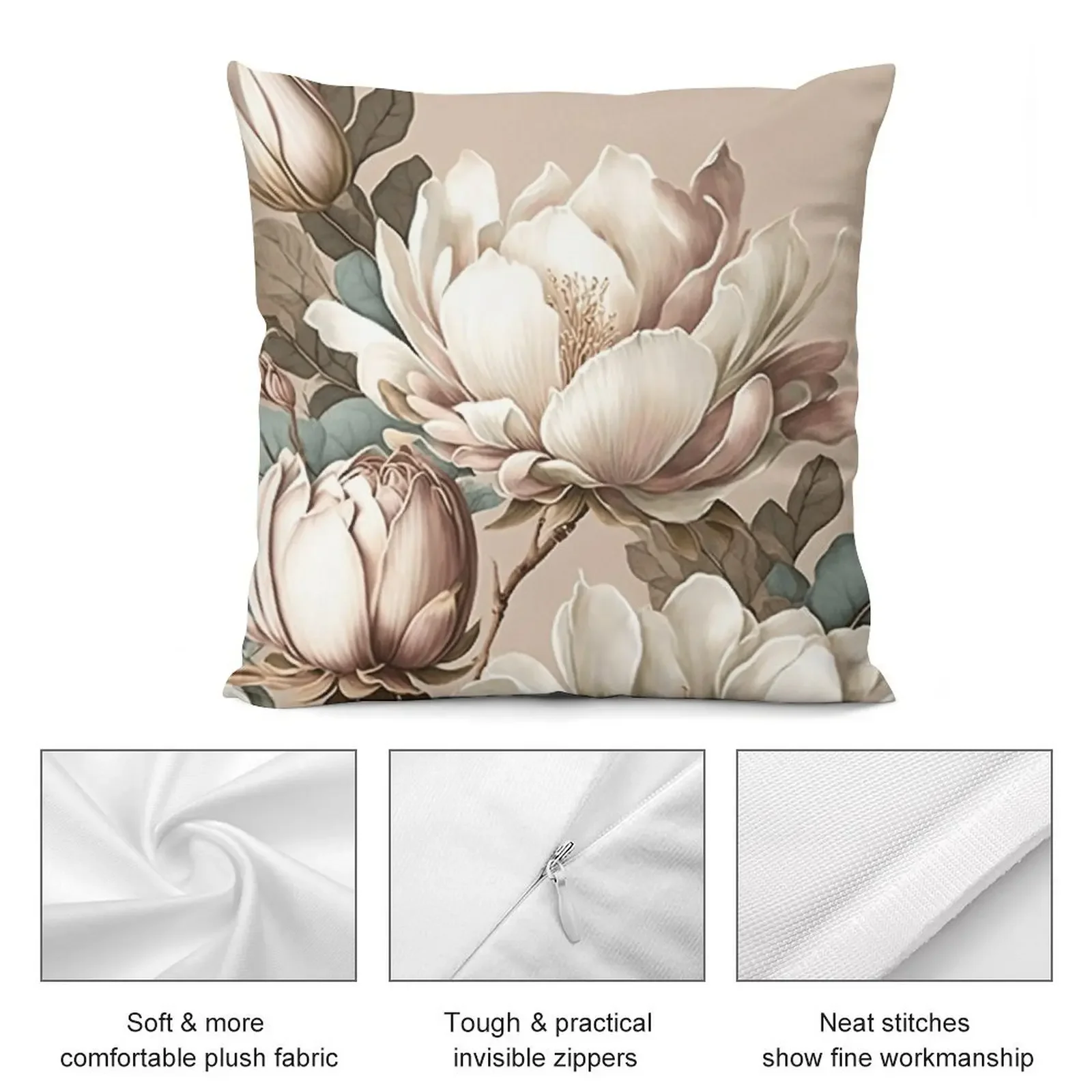 Декоративная подушка с принтом магнолий