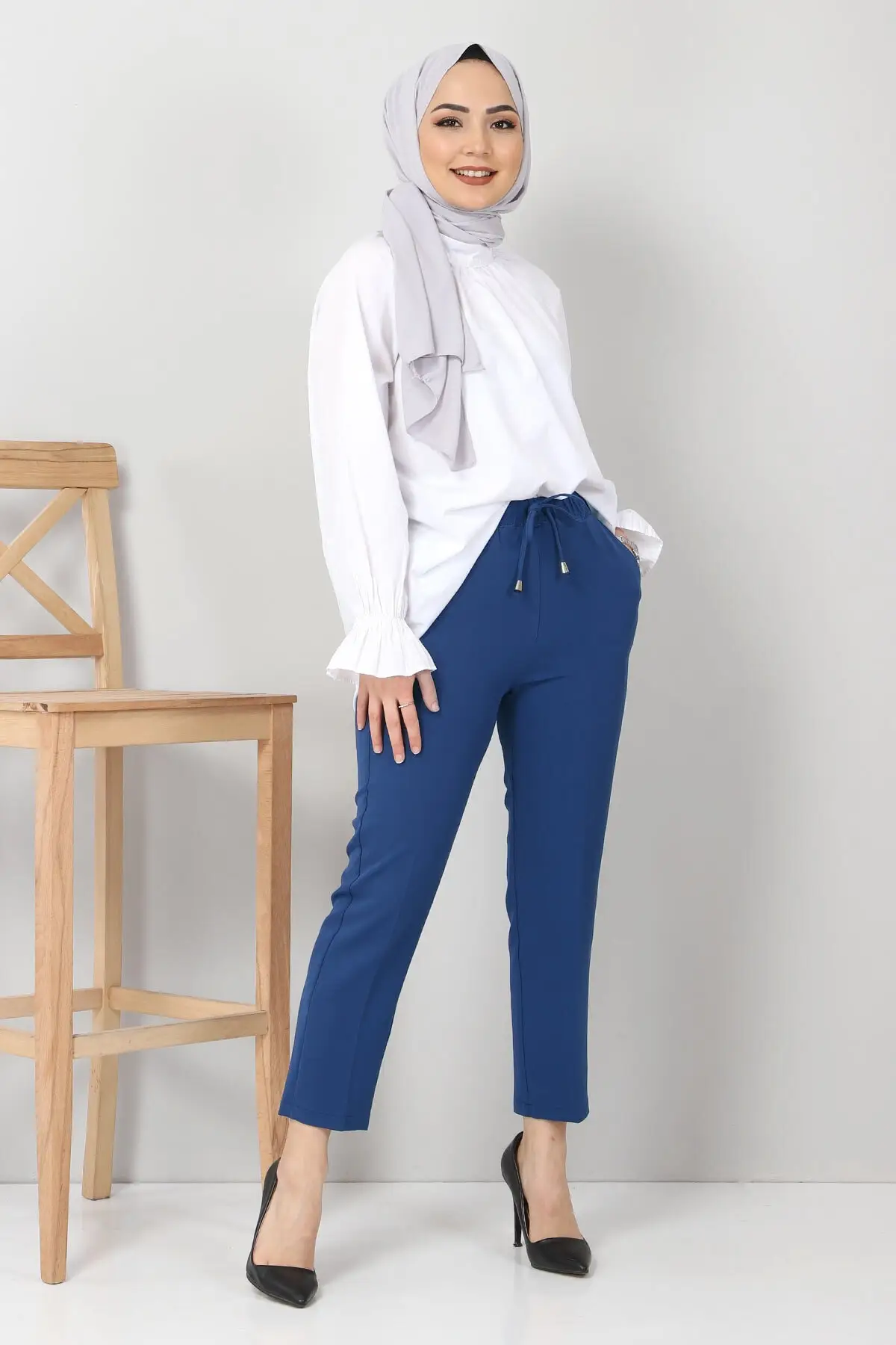 

Women Dark Blue Pencil Pants Women's Islamic Clothing Pants