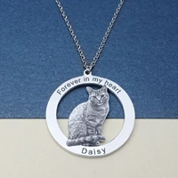 personalized pet photo necklace animal photo pendant hollowed circle portrait necklace cat necklace memorial gift for pet lover