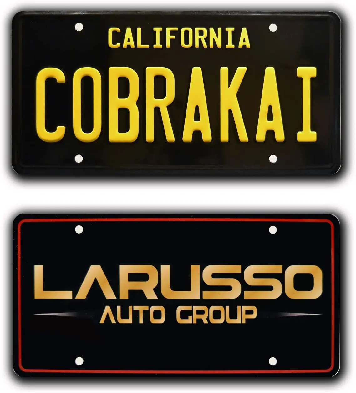 

Cobra Kai + LARUSSO Auto Group | Metal License Plates