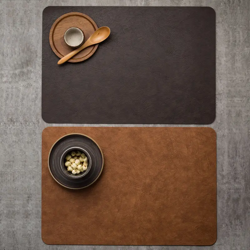 

Leather Dining Table Mat Waterproof Anti Slip Heat Insulation Mat Decorative Keyboard Mat High-end Nordic Western Food Mat