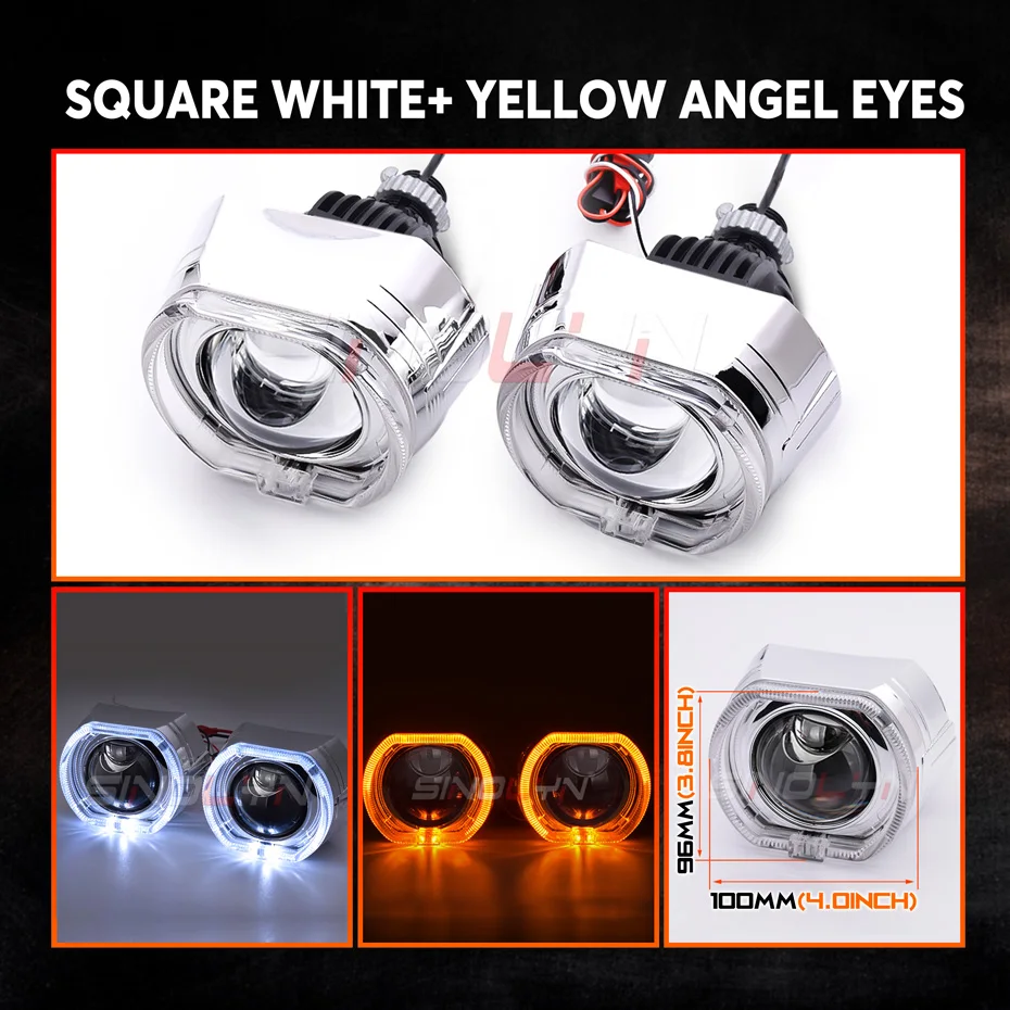 

85 Вт, 2,5 дюйма, Bi светодиодный, проектор H7, лампа H4 9005 9006, линзы с гиперболоидными глазами Ангела для фар, 12000 лм, автомобильная лампа,билет линзы,bi led линзы,ангельские глазки led,лед лампы для авто