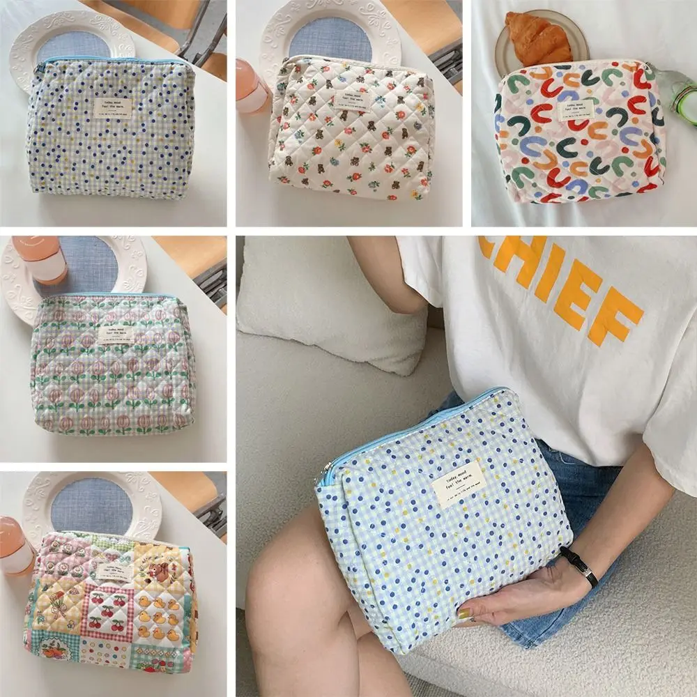 

Женская Красивая Искусственная хлопковая стеганая сумка для туалета, косметичка, женские сумки, косметичка
