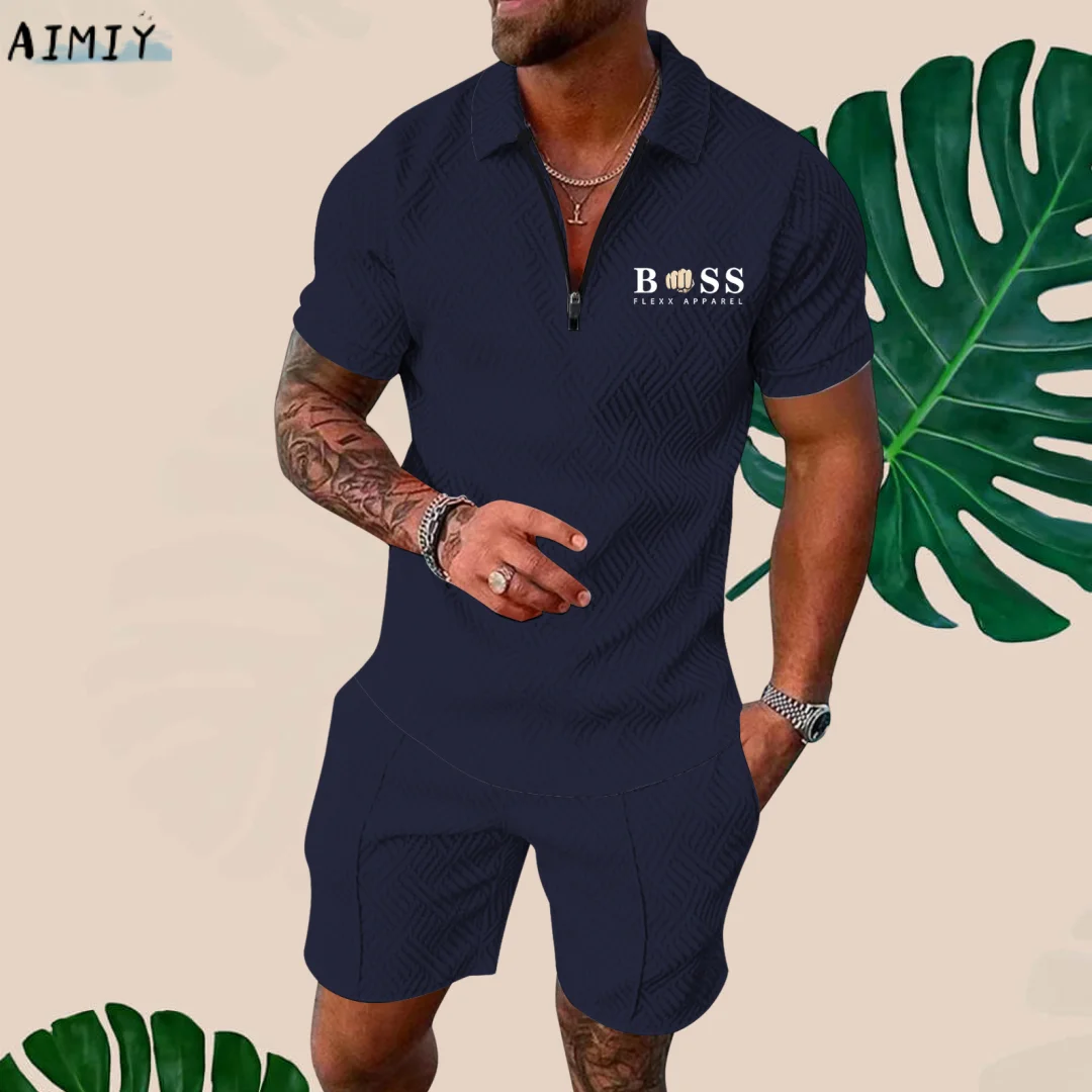 Men's Tracksuit Casual Set Streetwear 3d Digital Printing Short Sleeve Polo Shirt + Shorts Summer Suit Sportswear Men‘S Clothing