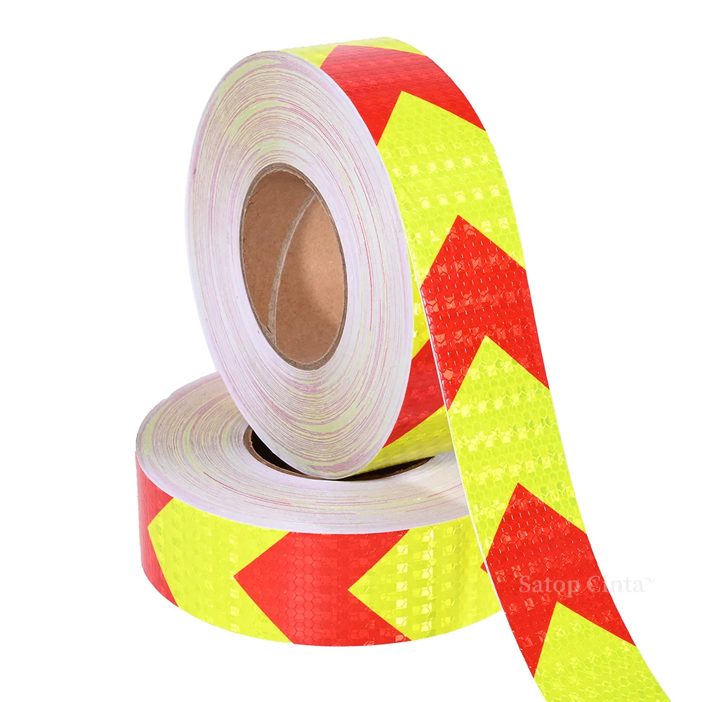 

Waterproof Reflective Stickers Fluorescent Red 2inch X 82Feet Conspicuity Adhesive Tape Arrow Hazard Warning Reflector Car Tapes