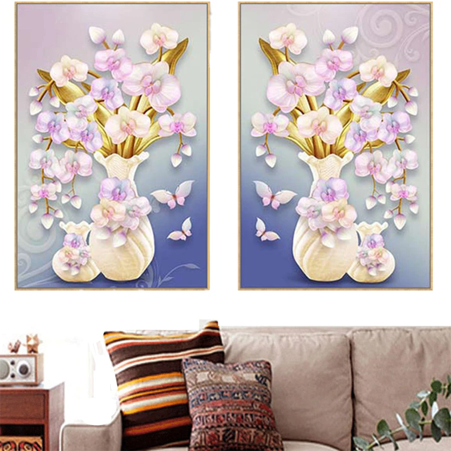 

DIY 5D Diamond Painting 2Pcs Artwork Flowers Kit Full Drill Square Embroidery Mosaic Art Picture Of Rhinestones Home Decor Gifts