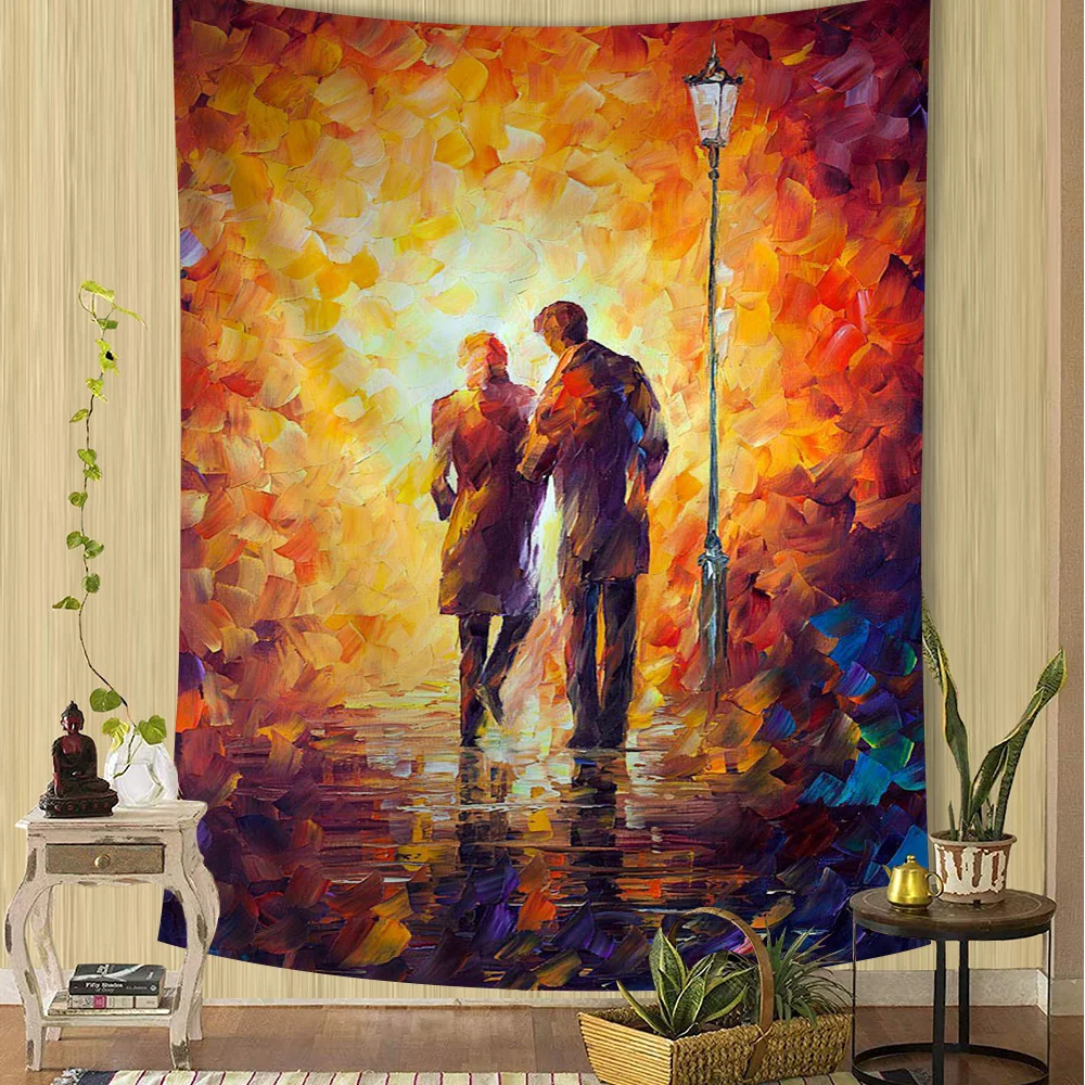 L-leonid Afremov масла мультфильм гобелен хиппи цветок настенные ковры Декор в