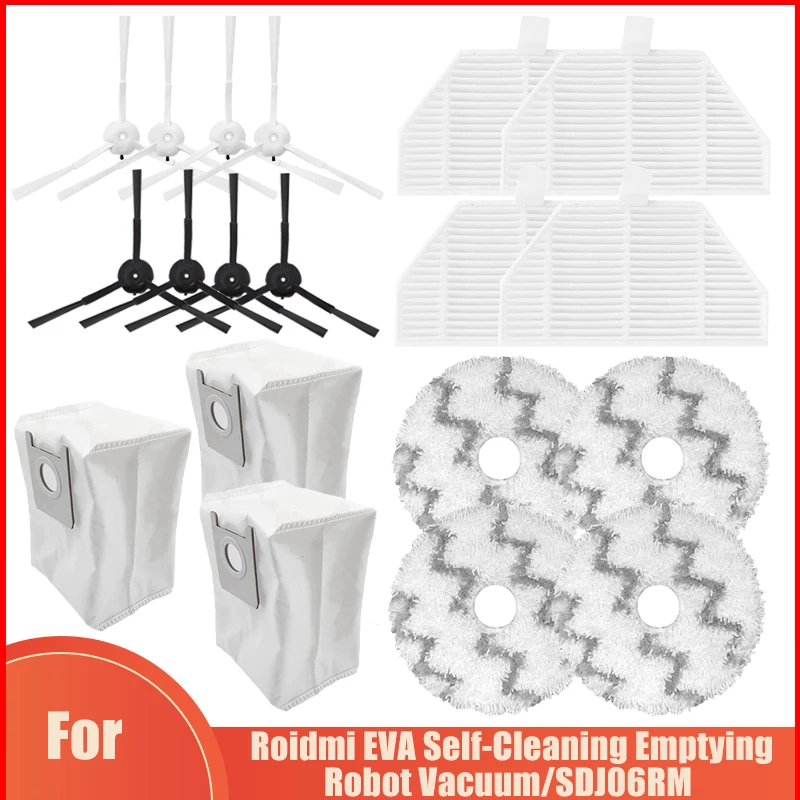 

Side Brush Mop Cloth Dust Bags Hepa Filter For Xiaomi Roidmi EVA Self-Cleaning Emptying Robot Vacuum/SDJ06RM Cleaner Accessories