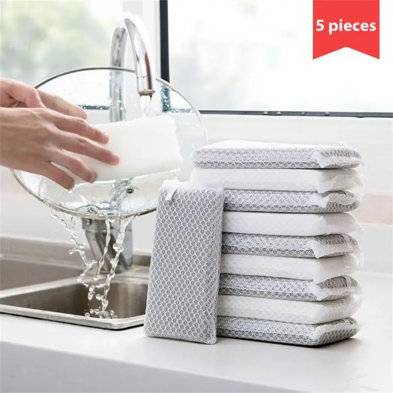 

Household 5PCS Washing Cloth Home Cleaning Sponge Scouring Pad Cleaning Cloth Household Kitchen Cleaning Tools Accessories