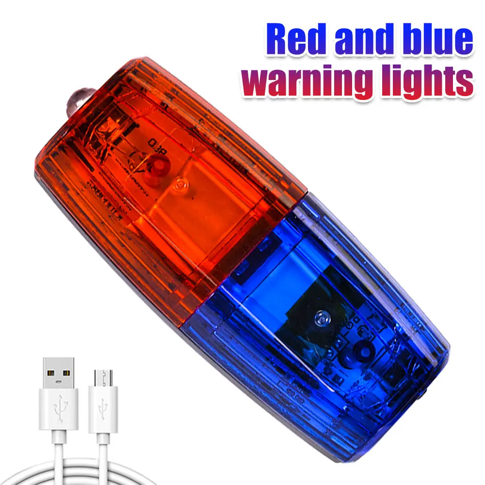 

Red/Bule Shoulder Police Lamp Mini USB Charging Clip Strobe Light Night Safety Alarm Patrol Warning Signal Lamp Outdoor Rescue