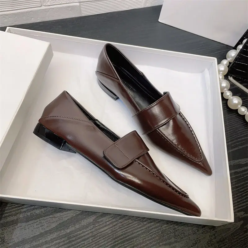 2023 Spring New Women Flat Heel Shoes Fashion Slip On Ladies Pointed Toe Elegant Ballerina Casual Loafers Red Moccasins Zapatil