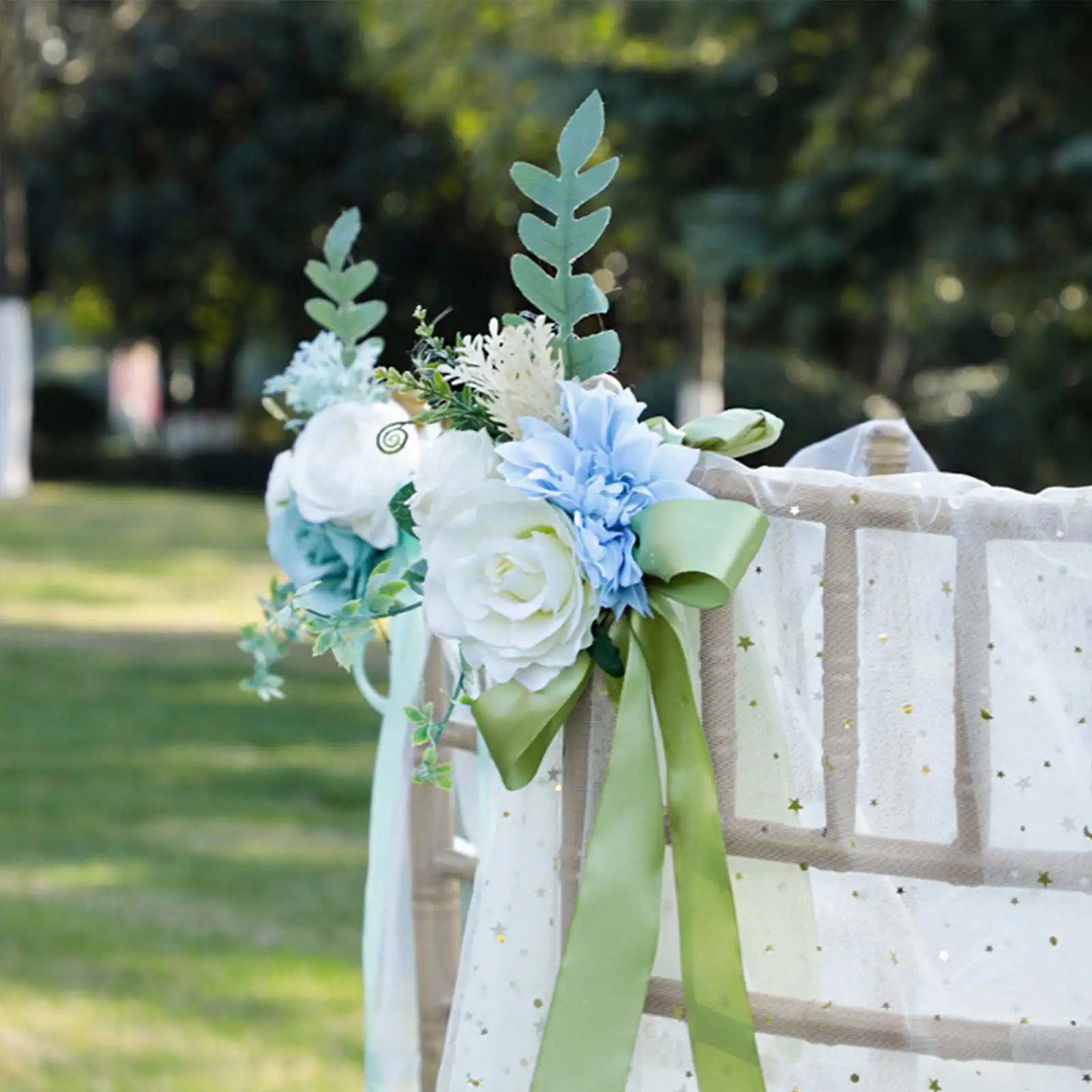 

Artificial Flowers For Decorations Wedding Diy Beautiful Aisle Chair Back Floral Flowers Artificial Wedding Flower Decoration