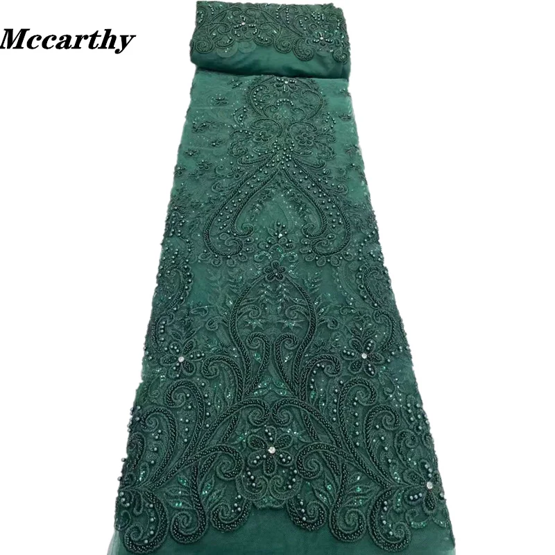 

Mccarthy African Lace Fabric 2021 French Heavy Beaded Lace Fabric Nigerian Embroidery Net Lace Fabrics For Bridal Dress