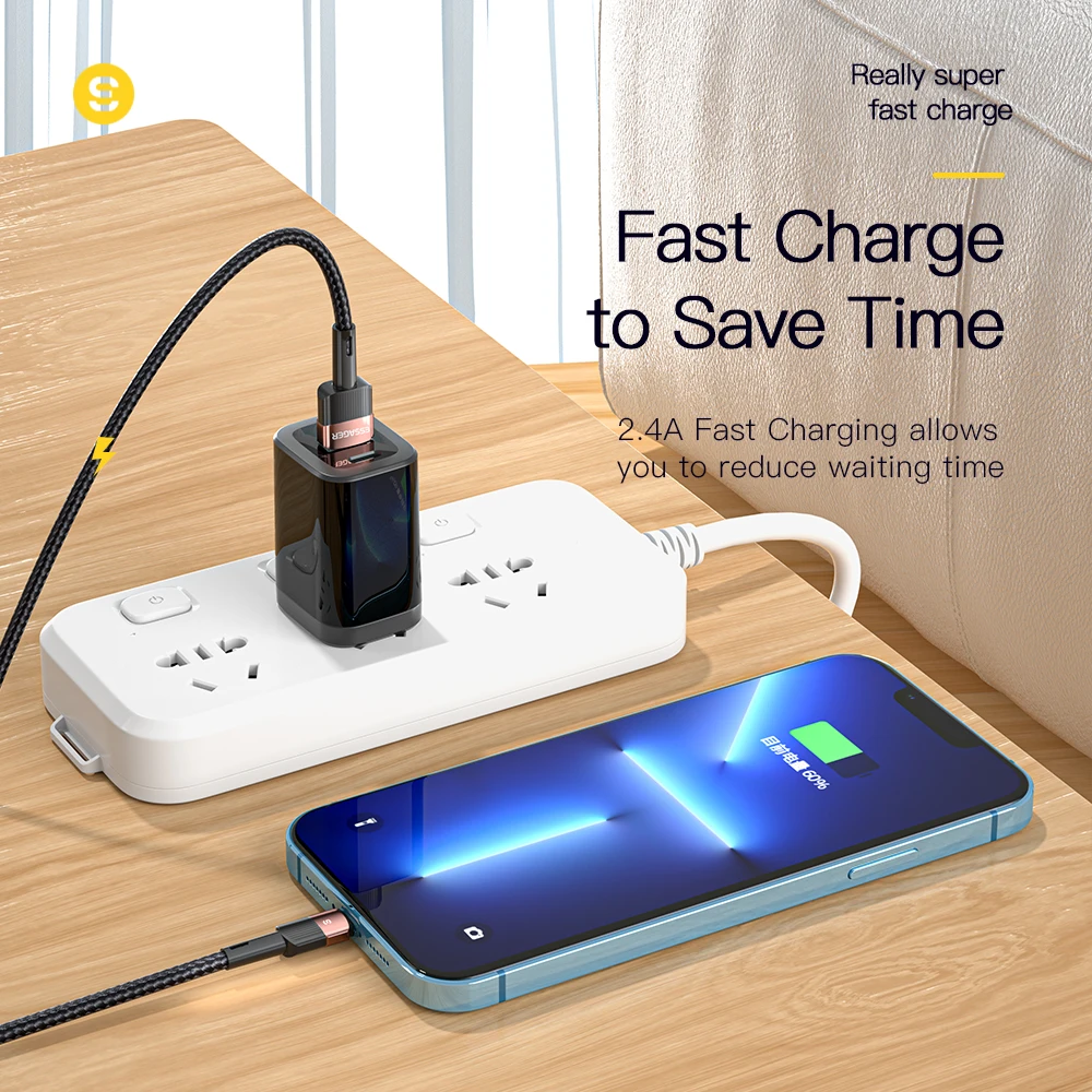 Usb-кабель Essager для iphone 11 12 13 Pro Max Mini Xs Xr X SE 8 7 6 Plus 6s 5 быстрая зарядка 2 4 А кабель
