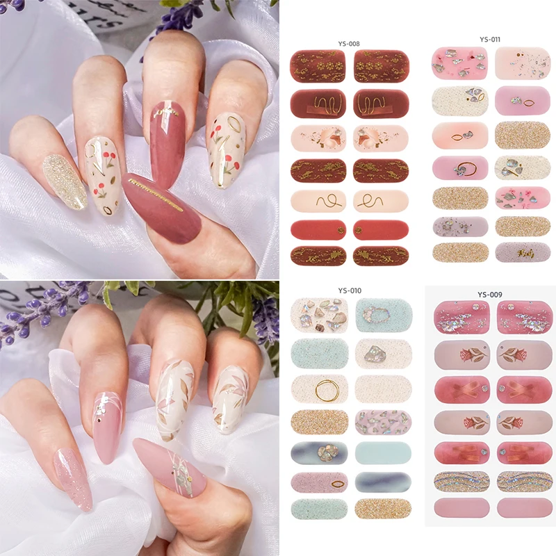 

Nail Stickers Full Cover Nail Decal 3D Glitter Foil Full Nail Wraps DIY Manicure Waterproof Nail Art Decal Press On Nail Strips
