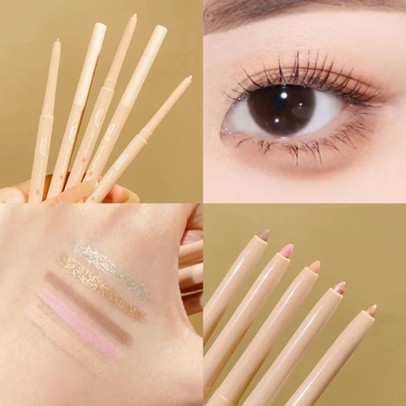 

5pcs/lot Lying Silkworm Pen Eyeliner Pencil Gel Glitter Makeup Eye Shadow Shimmer Matte Highlighter LongLasting Pigment Cosmetic