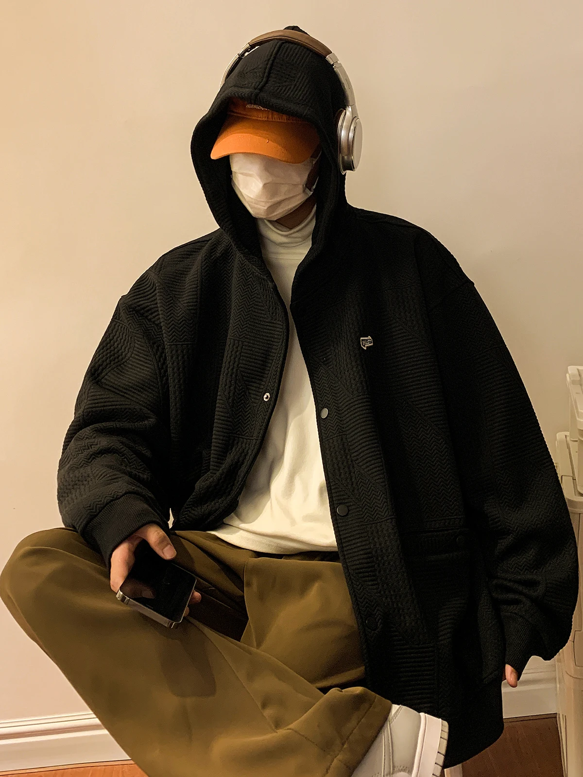 Autumn Japan fashion Retro Vintage Hoodie Men's Fashion Brand Loose Couple Simple and Versatile Cardigan