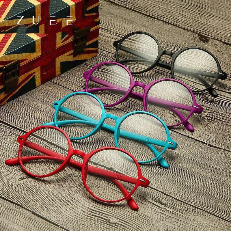 

ZUEE 4 Colors Unisex Reading Glasses Women Men TR90 Ultralight Round Frame Hyperopia Presbyopic Eyeglasses +1.0 +1.5 +4.0