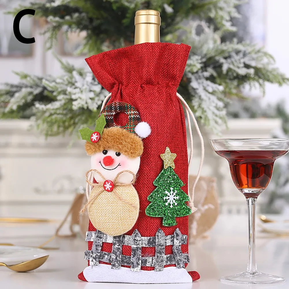

Christmas Wine Bottle Covers Table Decorations Santa Claus Elk Party Supplies Champagne Bottle Cover Navidad Able Decor