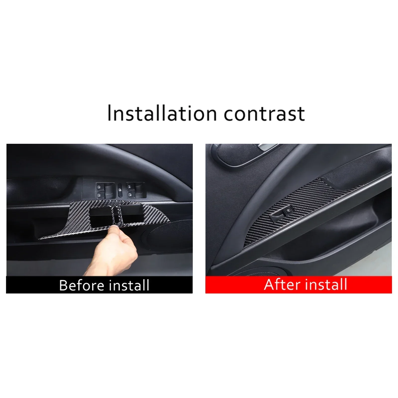 Фото Для Seat Leon 2008-2012 мягкая наклейка из углеродного волокна, стекло двери автомобиля, подъемная декоративная рамка, аксессуары для интерьера №2