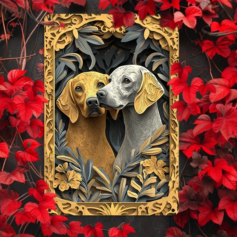 Room Decor 1pc Dalmatian Love Theme Aluminum Wall Art Waterproof Metal Tin Sign HD Printing Pre-drilled Weather Resistant