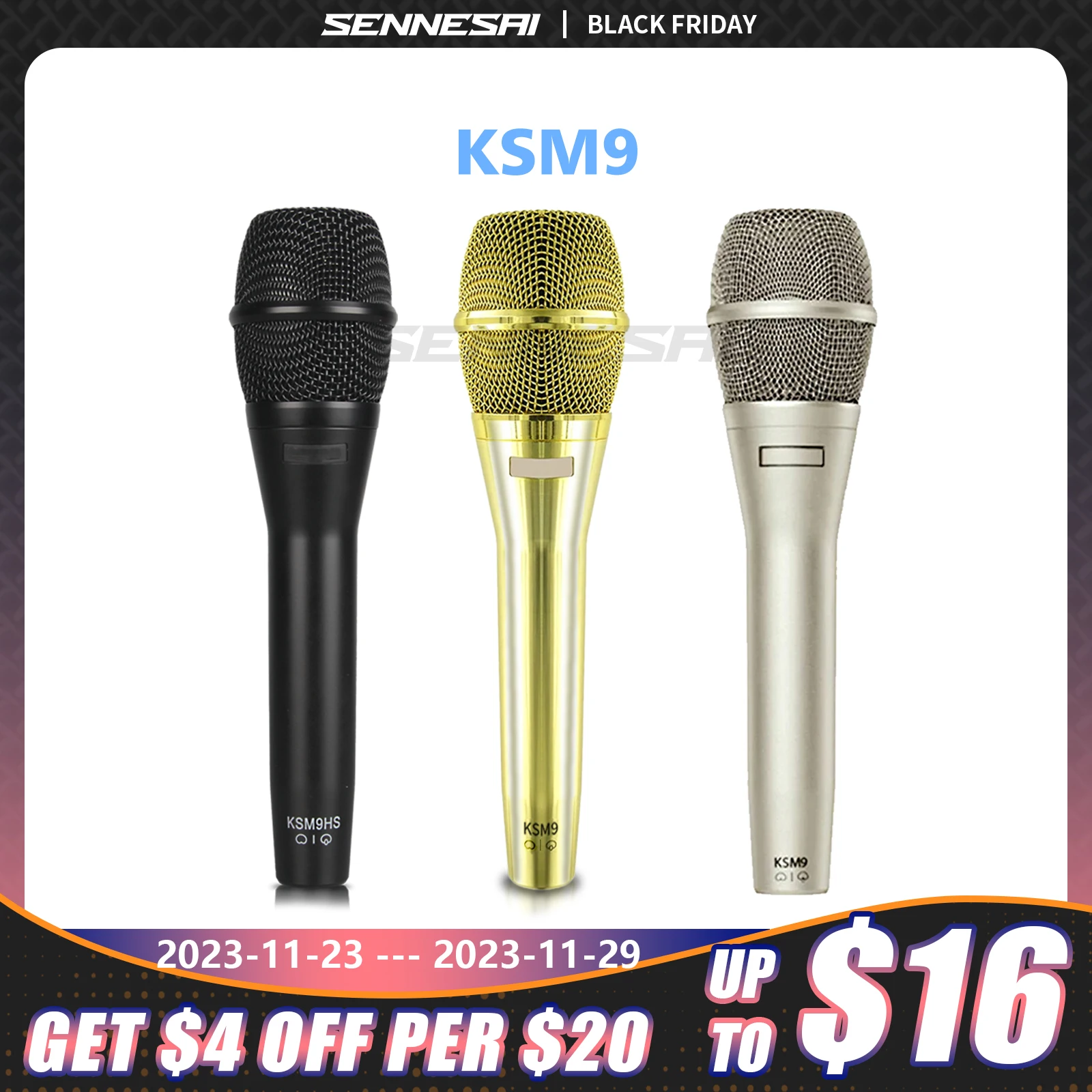 

High Quality！KSM9 Professional Dynamic Handheld Microphone Karaoke Wired Microphone With Clip Stereo Studio Mic